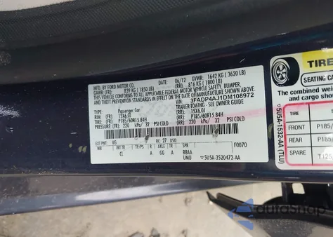 2013 Ford Fiesta S из США, поврежденный, VIN 3FADP4AJ1DM108972